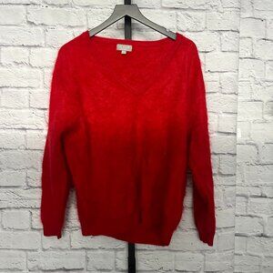 J Crew Red Cashmere V-Neck Sweater